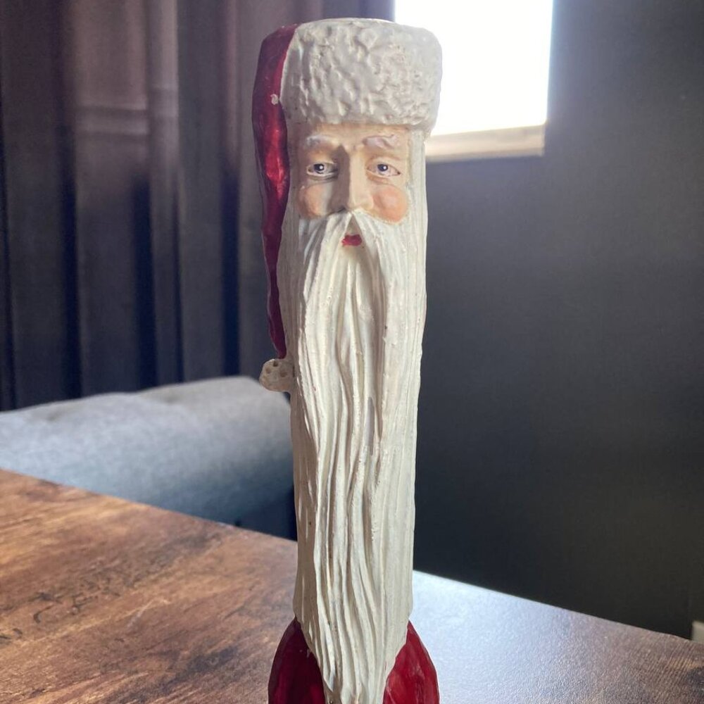 Applause Santa Claus Tall Taper Candle Holder 1994 Holiday Christmas